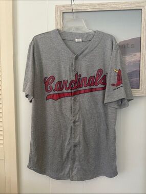 Size XL St. Louis Cardinals Men's Gray Button-Front Baseball Jersey